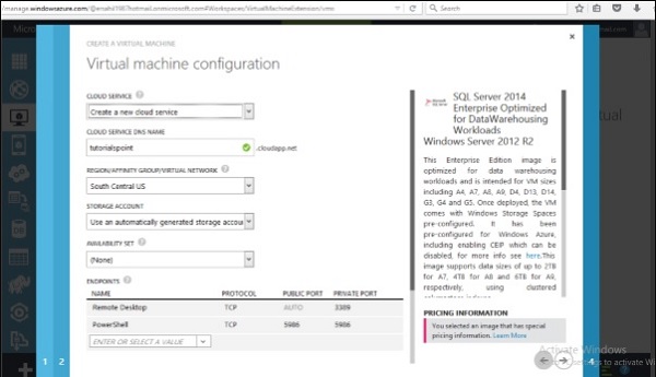 Create Virtual with Advanced