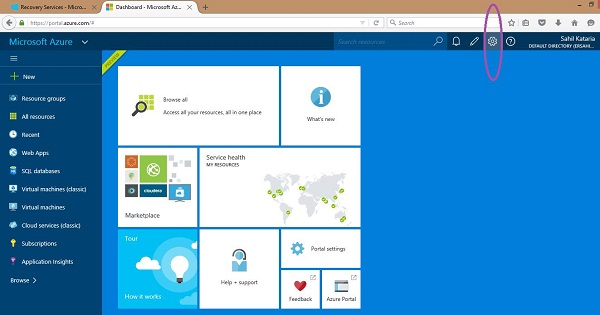 Dashboard Azure Account