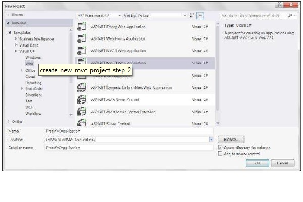 Create New MVC Project Step 2