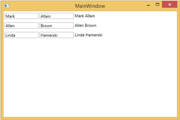 WPF Data Bindings Main Window