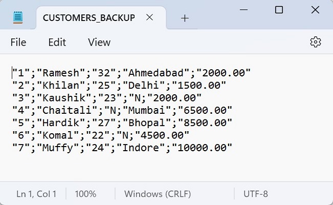 Export table into csv