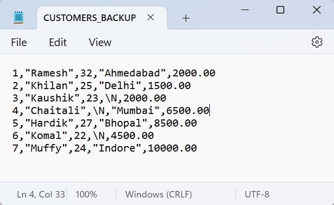 Export table into csv2