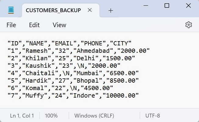 Export table into csv3