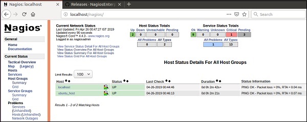 Nagios web interface