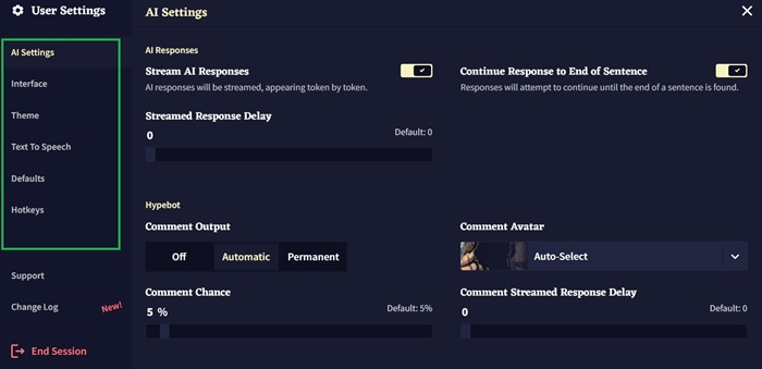 NovelAI User Settings