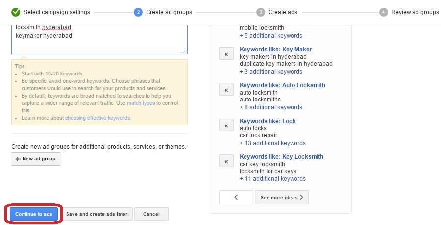 Create Ad Groups