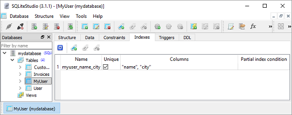 SQLite Studio My User