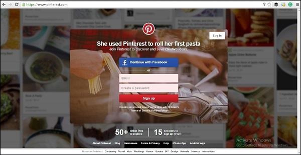 Pinterest Signing Up