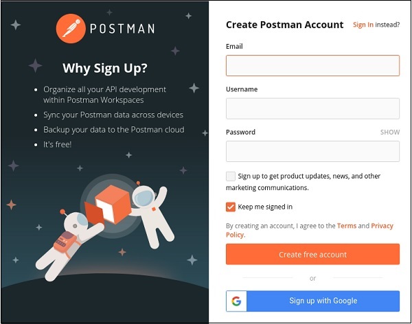 Postman account