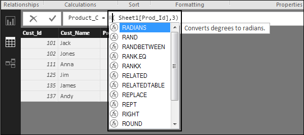 Creating Calculated Columns