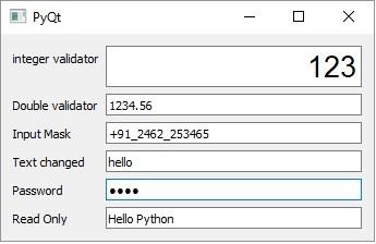 QLineEdit Widget Output