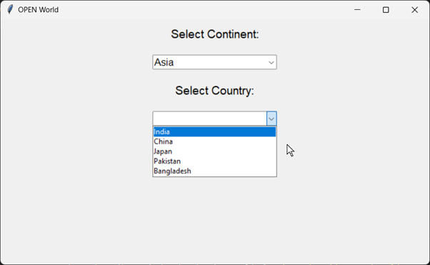 Continent Selection