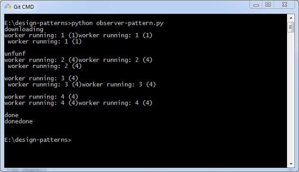 Observer Pattern Output