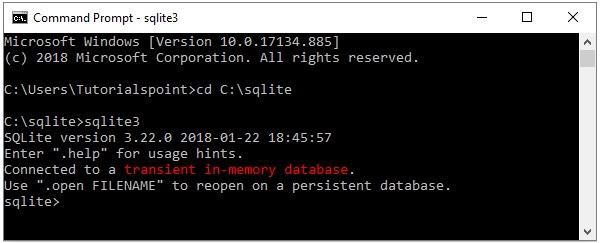 Command Prompt SQLite