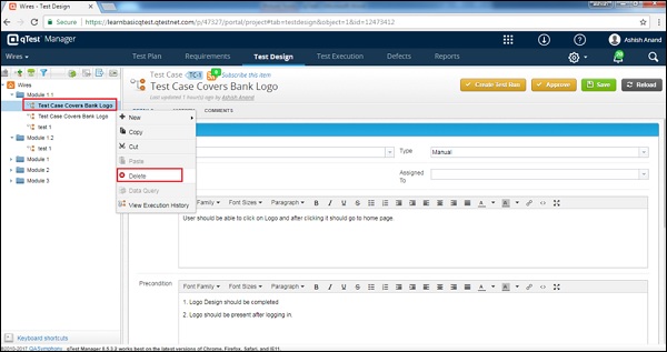 Delete Test Case
