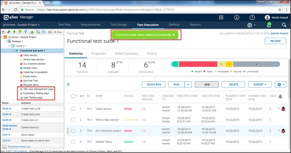 Displayed Test Cases