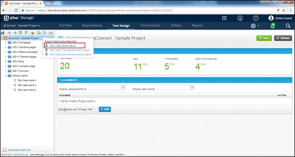 Test Case Details Report