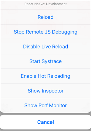 React Native Debugging Developer Menu