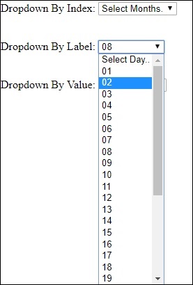 Dropdown screen