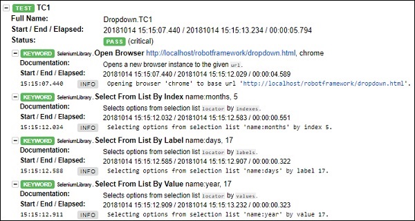 Dropdown Test case Details