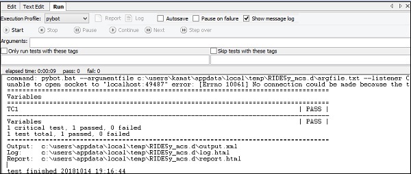 Execution Dictionary Variable