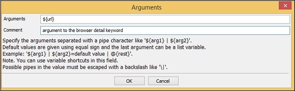 Library keywords argument