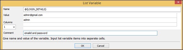 Scalar Variable password