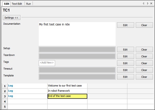 tabular format