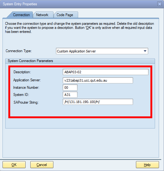 System Entry Properties