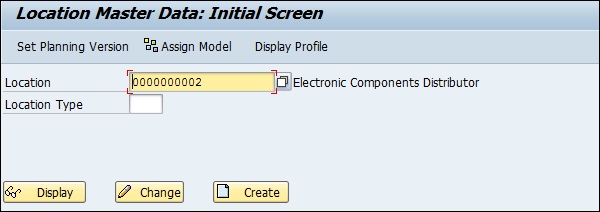 Location Initial Screen