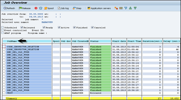 SAP Job Selection