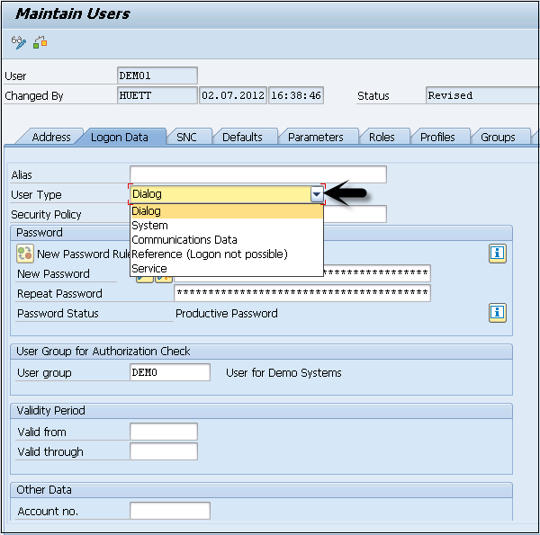 Sap Maintain User