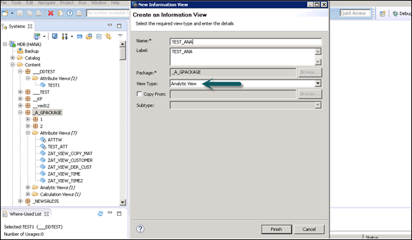 Create Analytic View