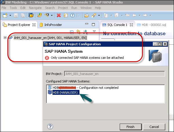 Select HANA System