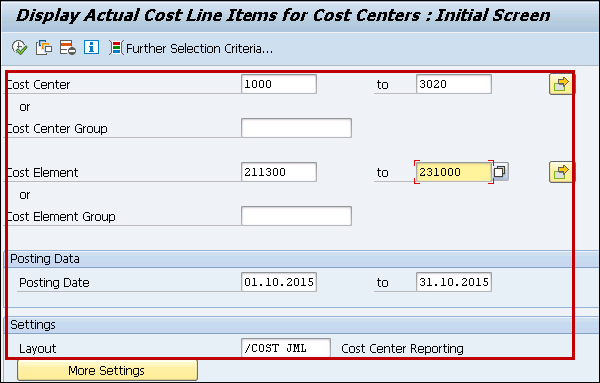 Cost Element Group