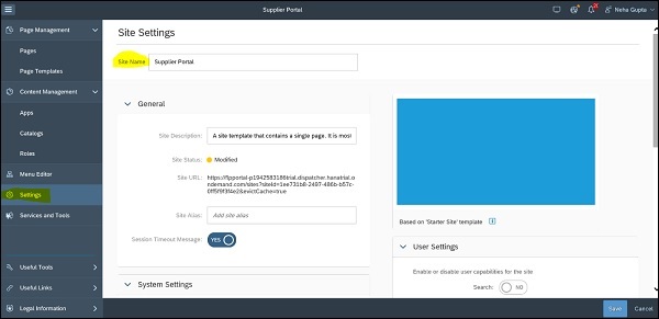 Managing Site Settings