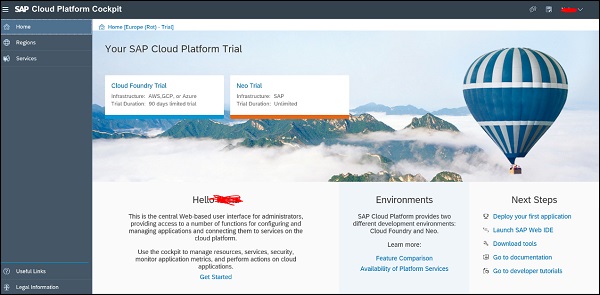 SAP Cloud Platform Cockpit