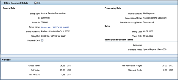 Billing Documents Details