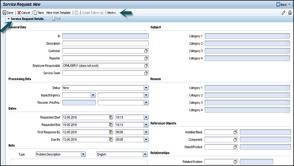 Service Request Transaction