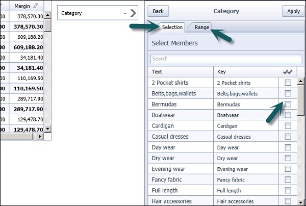 Selection and Range