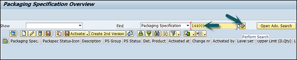 Search Packaging Specifications