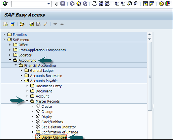 Display Changes Vendor Records