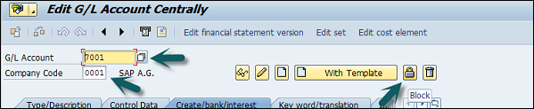 Edit Centrally G/L Accounts