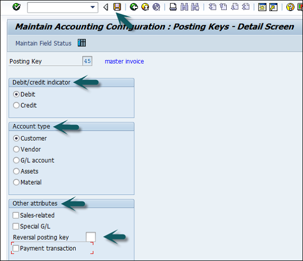 Maintain Acc Config Posting Key