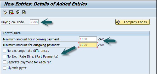 Paying Company Code Detail