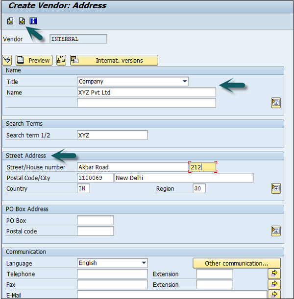 SAP Vendor Details