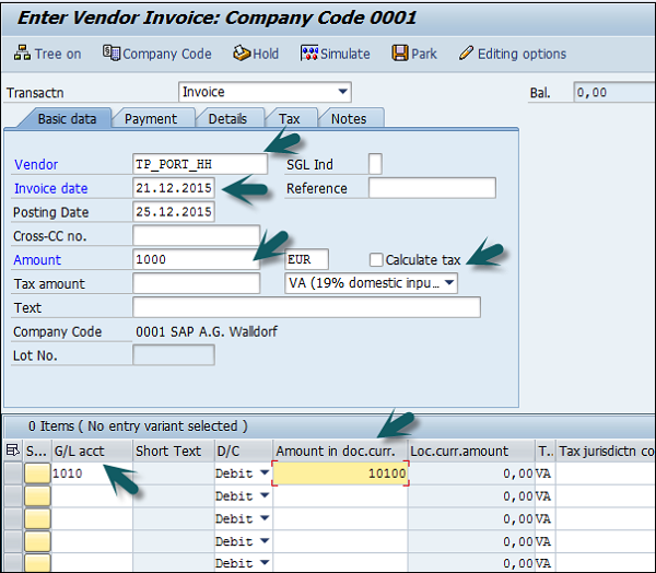 Vendor Id Input Detail