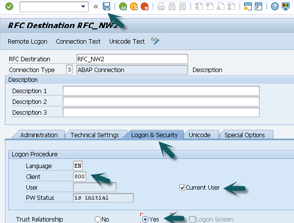 Saving RFC Destination