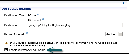 Log Backup Settings