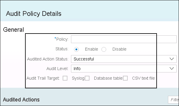 Select Audit Trail Target